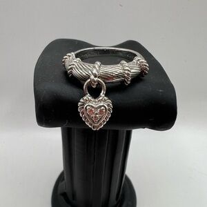 Judith Ripka Sterling Silver Ring with CZ Heart Charm Size 7.75